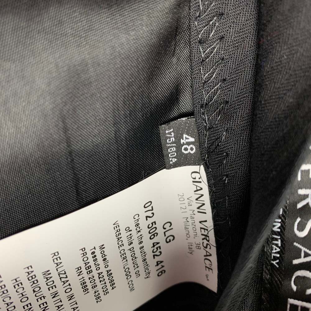 VERSACE Navy Black White Plaid Wool Zip Fly Dress Pants - Picture 4 of 6